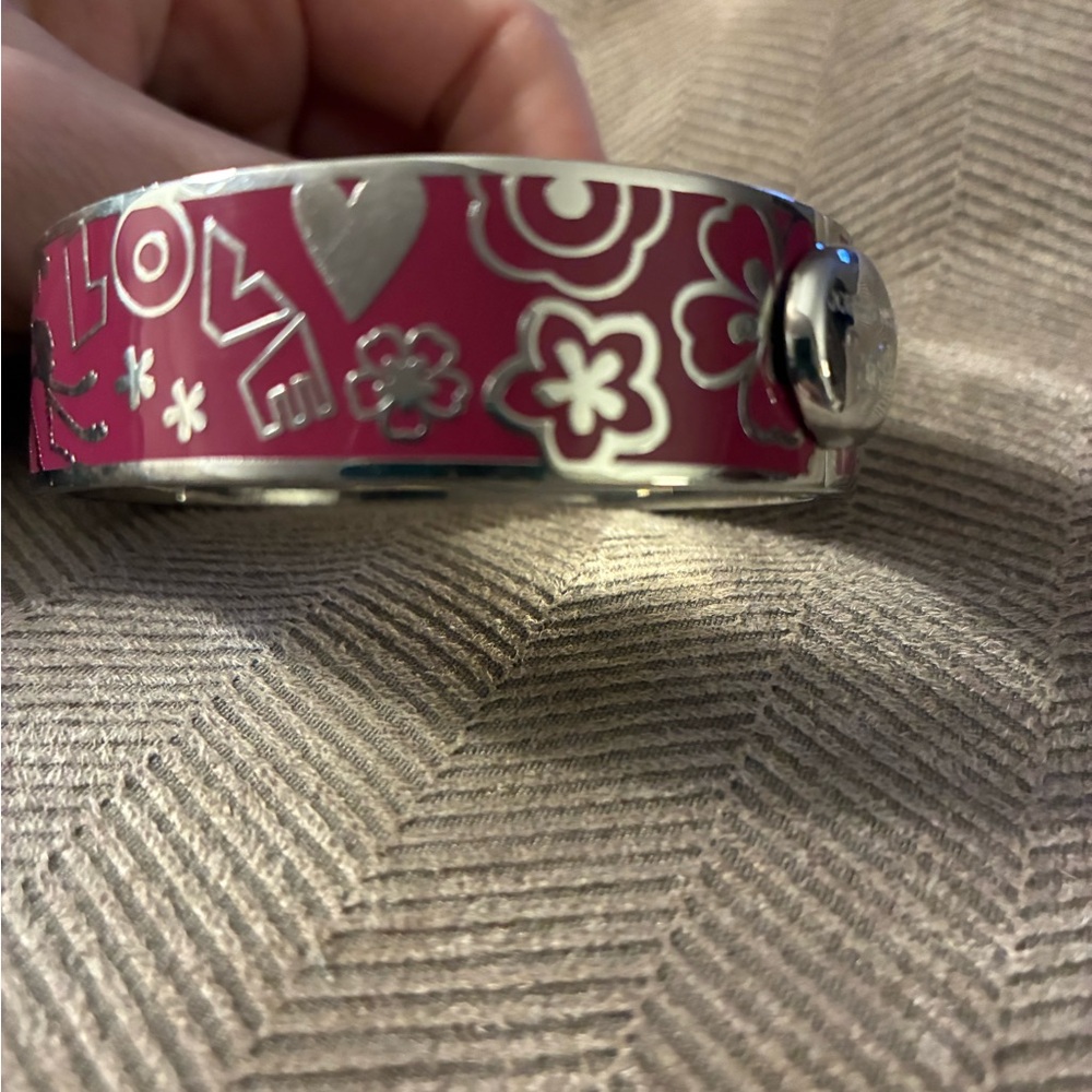 Johnny Was Fuchsia Love Hinged Bracelet New w Tags Silver Tone - Picture 4 of 6